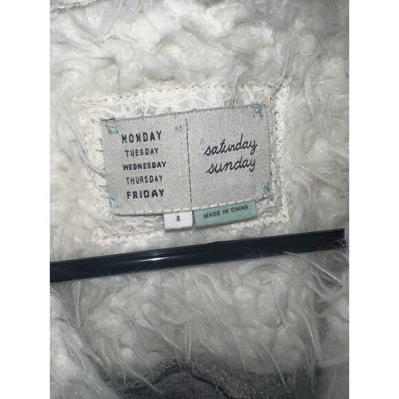 SATURDAY Sunday Anthropologie Women's Sherpa Faux Suede Moto Vest Size Small R - Picture 3 of 7